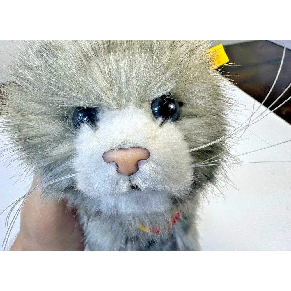 Steiff Cat‎ Whiskas Mom Cat Standing Gray Plush Original Ear Tag 075875